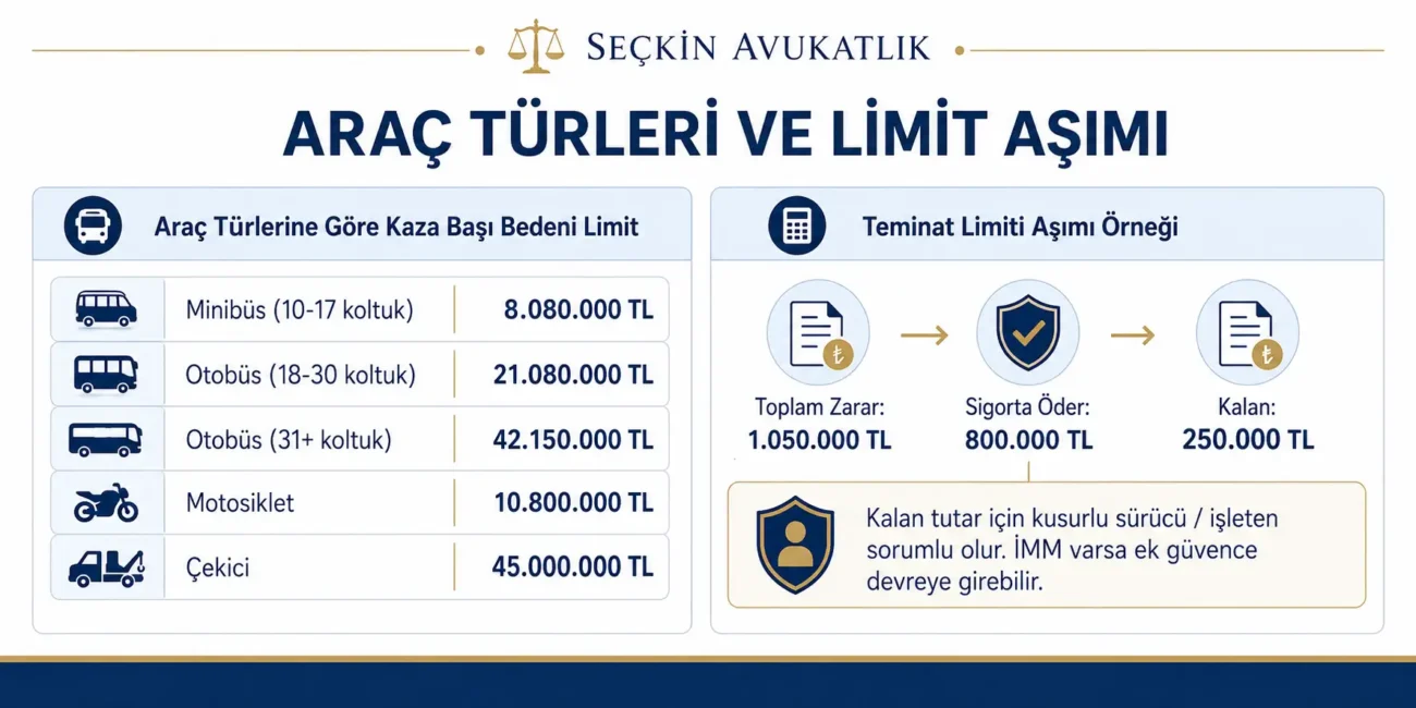 2026 Trafik Sigortası Teminat Limitleri — Tüm Araç Türleri