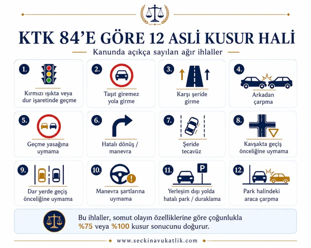 KTK 84'e Göre 12 Asli Kusur Hali