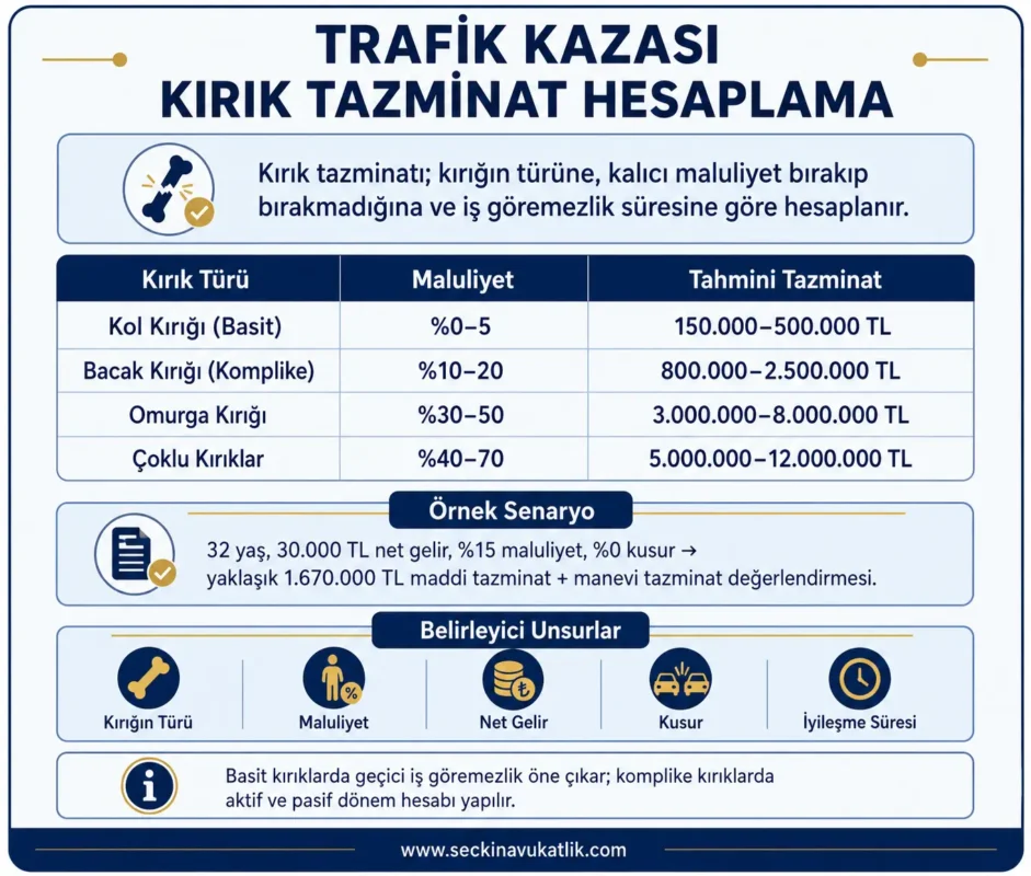 Trafik Kazası Kırık Tazminat Hesaplama