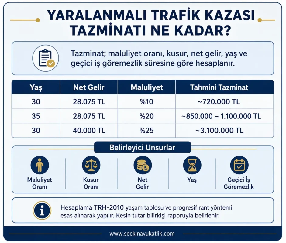 Yaralanmalı Trafik Kazası Tazminatı Ne Kadar?