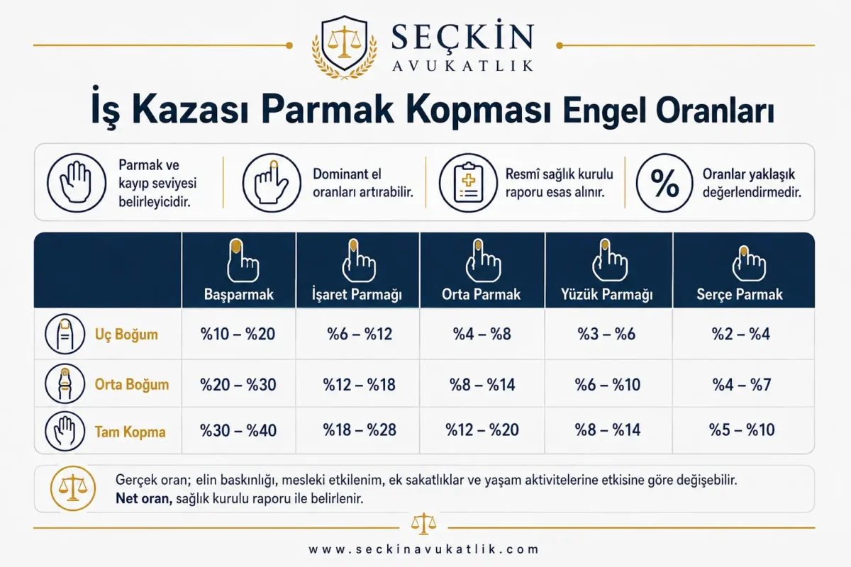 İş Kazası Parmak Kopması Engel Oranları