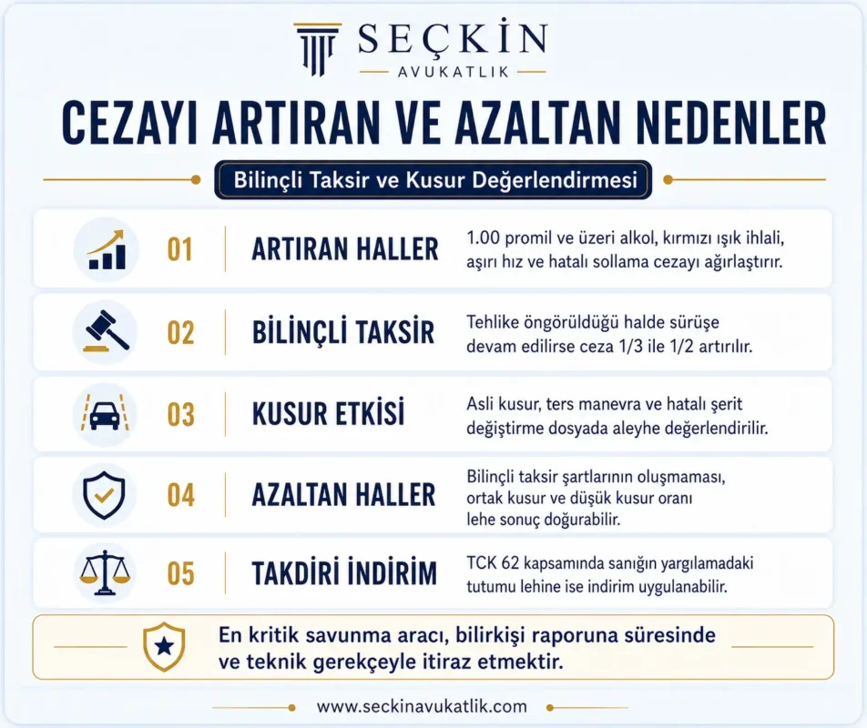 Trafik Kazalarında Cezayı Artıran ve Azaltan Nedenler
